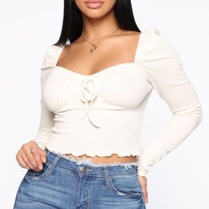 Cream Long Sleeve Top